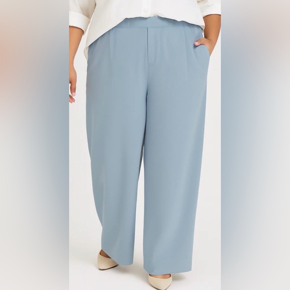 HALARA Pants - Halara Flex Micro Waffle Pants PXL Light Blue Wide-Leg High Rise Pockets NEW